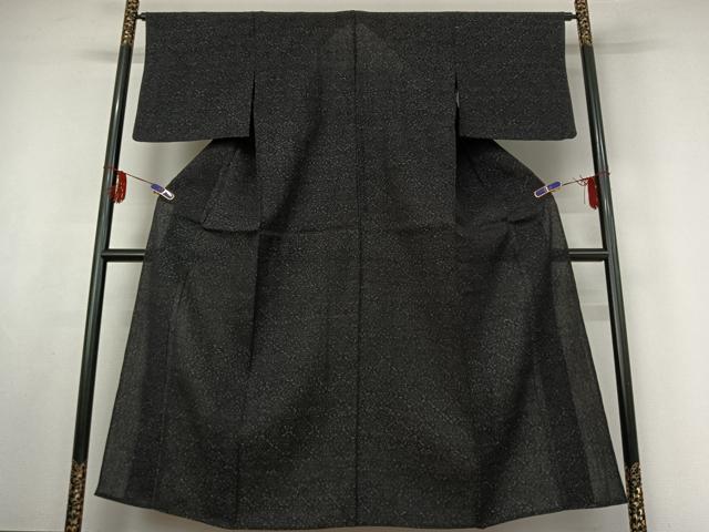 平和屋着物▽結城ちぢみ 単衣 花菱文 正絹 逸品 AABF1845jh