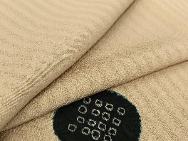 平和屋着物▽上質な小紋 単衣 絞り 丸文 正絹 逸品 AABF1858jh