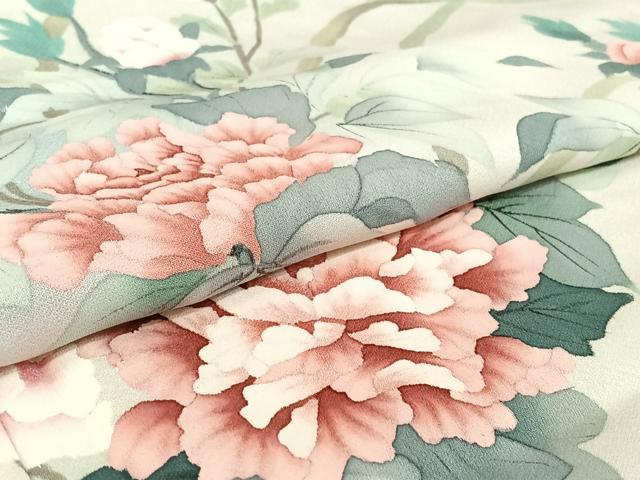 平和屋着物▽訪問着 単衣 手描き 草花文 暈し染め 正絹 逸品 AABF1869jh