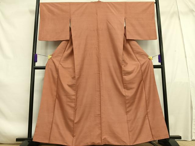 平和屋着物■上質な紬 色無地 ときがら茶色 正絹 逸品 AABF1898oa