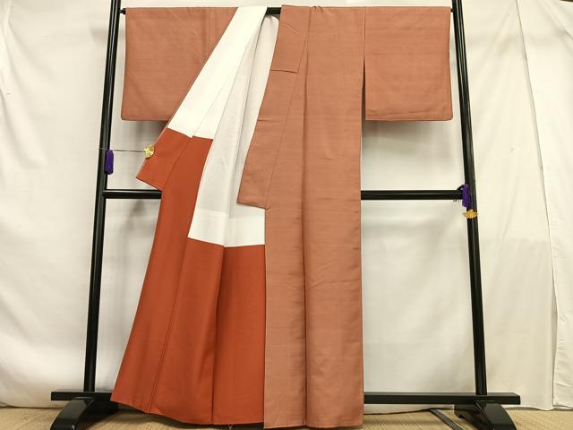 平和屋着物■上質な紬 色無地 ときがら茶色 正絹 逸品 AABF1898oa