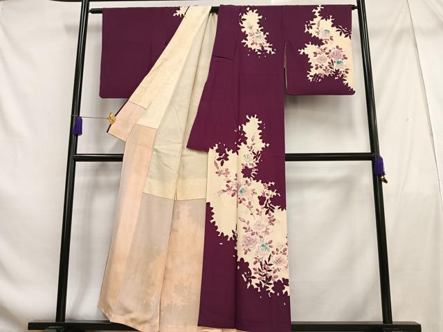 平和屋着物■訪問着 枝花シルエット 金彩 正絹 逸品 AABF1939oa