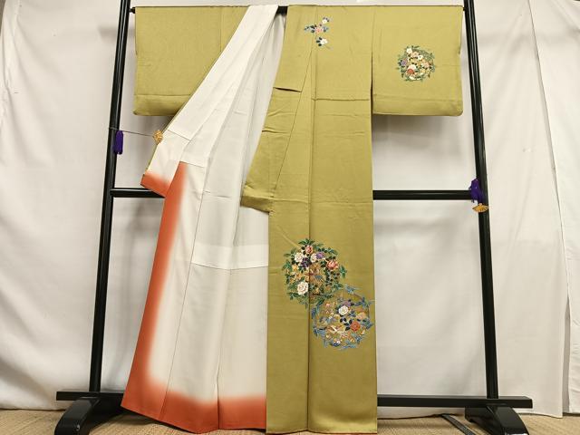 平和屋着物■訪問着 花丸飛鳥文 金彩 正絹 逸品 AABF1951oa