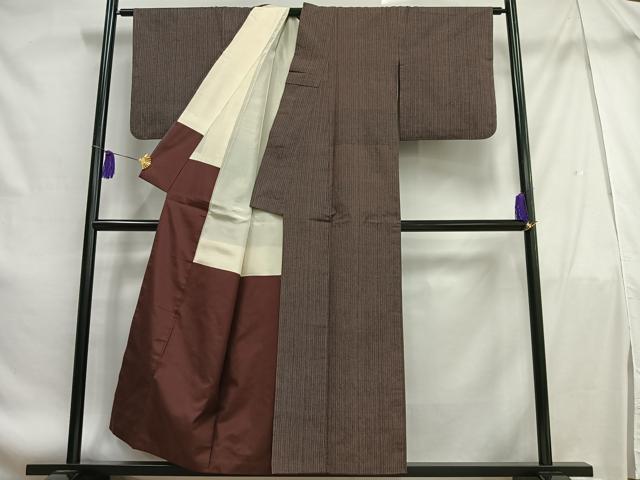 平和屋着物■上質な紬 縞 正絹 逸品 AABF1958oa
