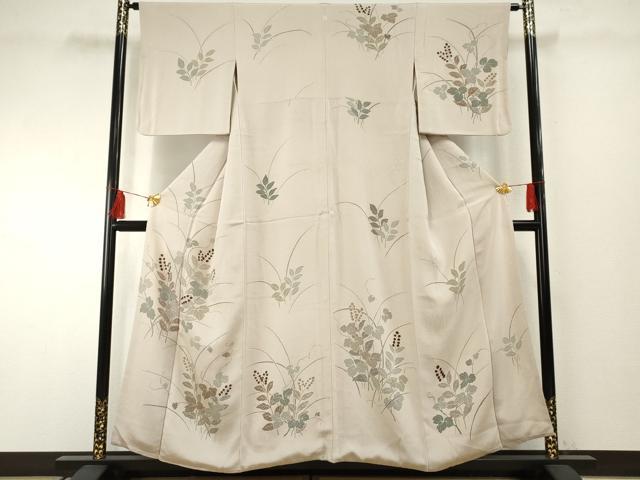 平和屋着物●訪問着 枝葉文 鬼しぼ縮緬 正絹 逸品 AABF2001cs