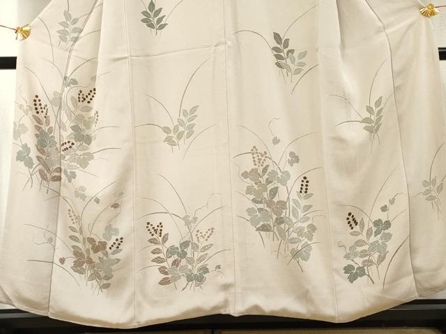 平和屋着物●訪問着 枝葉文 鬼しぼ縮緬 正絹 逸品 AABF2001cs