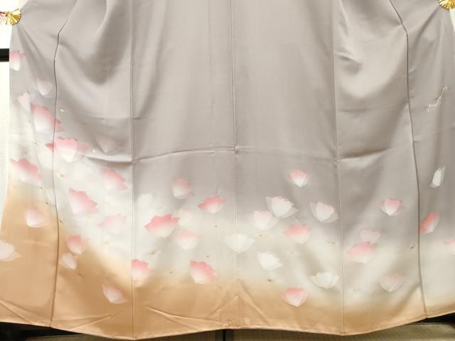 平和屋着物●井上公三 訪問着 シルクスクリーン 舞花文 暈し染め 金彩 正絹 逸品 未使用 AABF2024cs