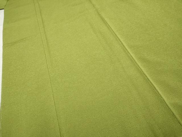 平和屋着物●上質な色無地 青丹色 鬼しぼ縮緬 正絹 逸品 未使用 AABF2037cs