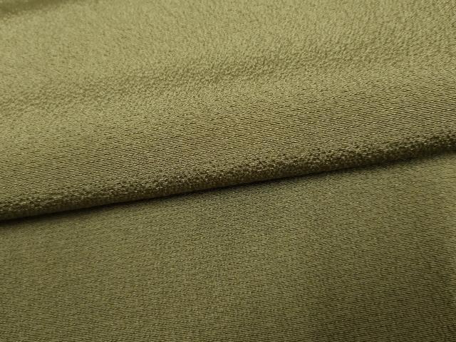 平和屋着物●染色作家 斉藤三才 色無地 鶸茶色 正絹 逸品 AABF2038cs