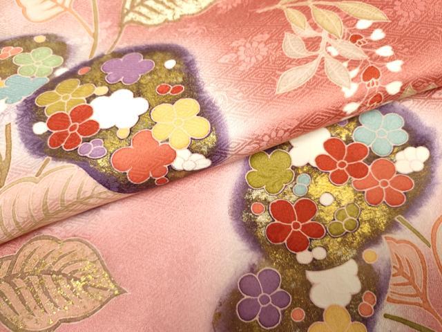 平和屋着物●訪問着 紬地 更紗花文 正絹 逸品 AABF2040cs