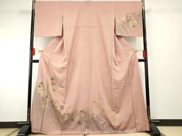 平和屋着物●訪問着 枝葉文 暈し染め 金彩 正絹 逸品 AABF2042cs