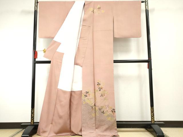 平和屋着物●訪問着 枝葉文 暈し染め 金彩 正絹 逸品 AABF2042cs