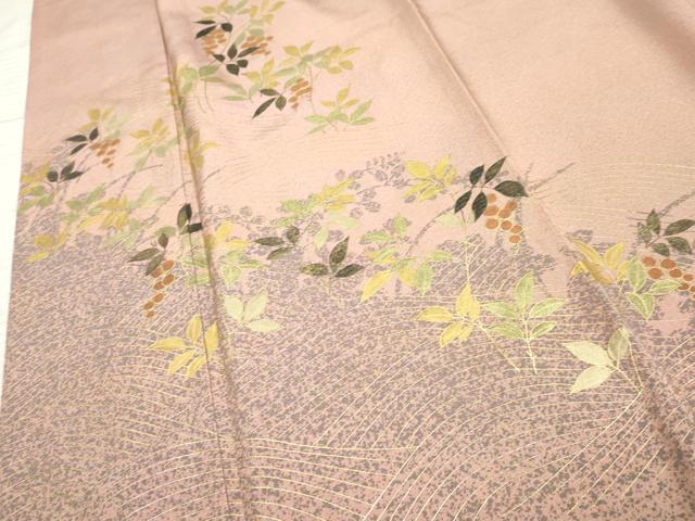 平和屋着物●訪問着 枝葉文 暈し染め 金彩 正絹 逸品 AABF2042cs