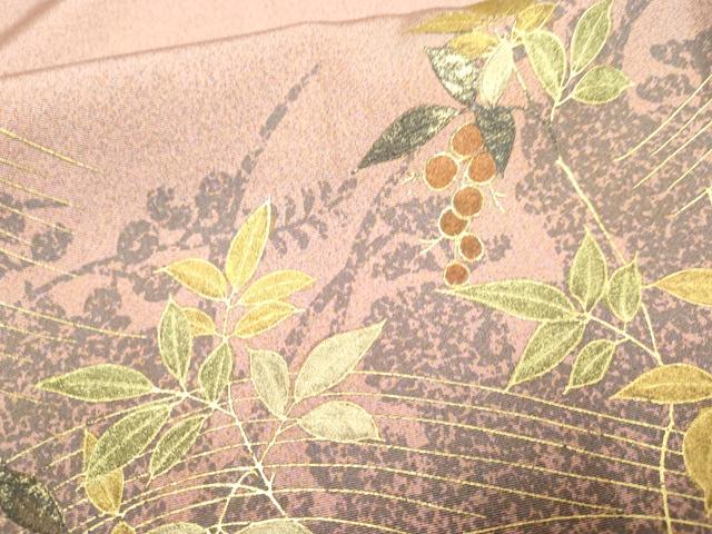 平和屋着物●訪問着 枝葉文 暈し染め 金彩 正絹 逸品 AABF2042cs