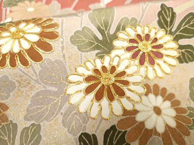 平和屋着物●訪問着 駒刺繍 草花文 暈し染め 金銀彩 正絹 逸品 AABF2058cs