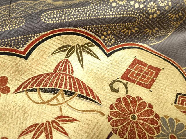 平和屋着物●豪華振袖 雲取り吉祥花宝尽くし 金彩 ロング丈 正絹 逸品 AABF2068cs