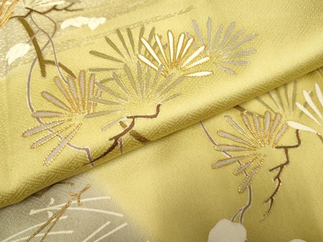 平和屋着物●豪華色留袖 駒刺繍 枝松文 暈し染め 金彩 正絹 逸品 AABF2070cs