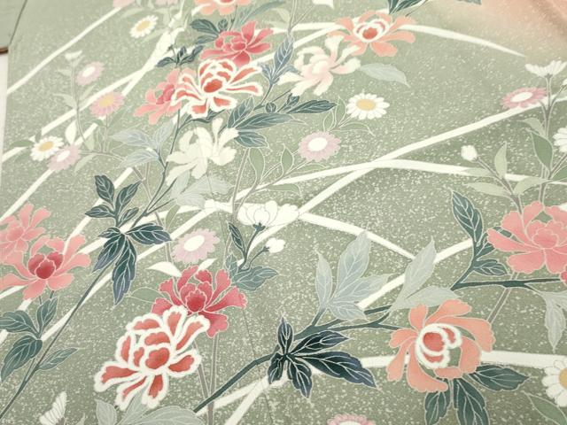平和屋着物●訪問着 友禅 枝花文 暈し染め 正絹 逸品 未使用 AABF2072cs