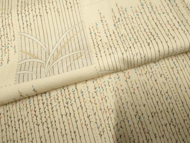 平和屋着物●上質な小紋 枝葉文 芽柳 正絹 逸品 AABF2073cs