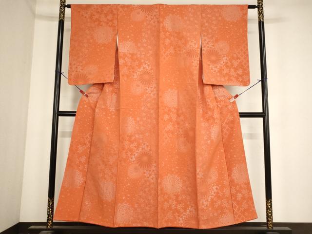 平和屋着物■上質な小紋 寿光織 草花文 正絹 逸品 AABF2093ja