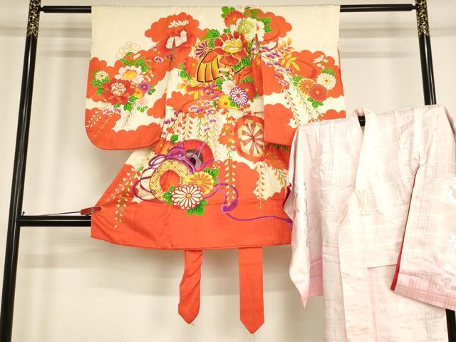 平和屋着物[]七五三 女の子 3歳 祝着 三つ身 長襦袢(袷)セット 駒刺繍