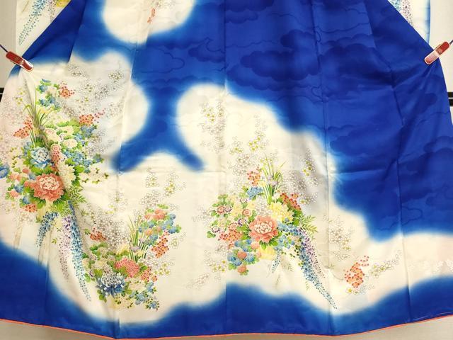 平和屋着物∵女の子 十三参り 子供 祝着 花篭文 暈し染め 金彩 逸品 AABF2237ja