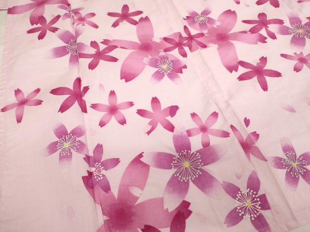 平和屋着物*夏物 浴衣 子供 女の子 舞桜文 綿 逸品 AABF2310ja