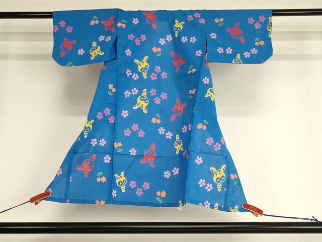 平和屋着物*夏物 浴衣 子供 女の子 一つ身 花兎 綿 逸品 AABF2327ja
