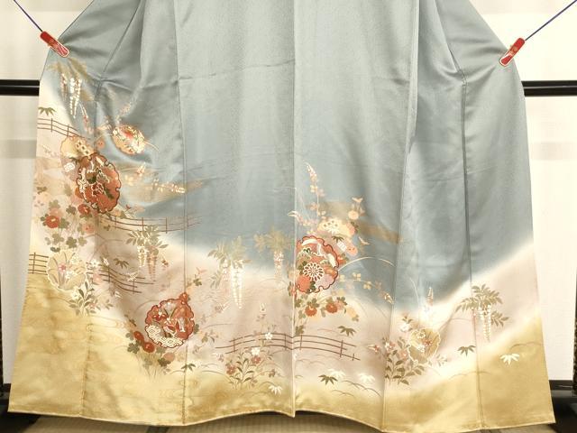 平和屋着物■豪華色留袖 雪輪飛鶴花文 暈し染め 金彩 正絹 逸品 AABF2391ja
