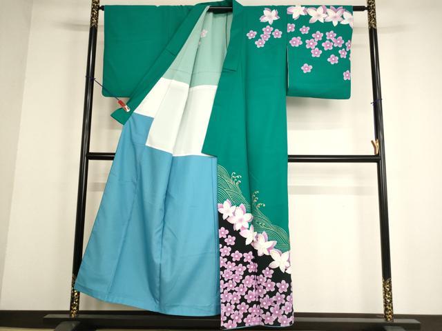 平和屋着物■訪問着 立波花文 金彩 胴抜き仕立て 洗える着物 AABF2396ja