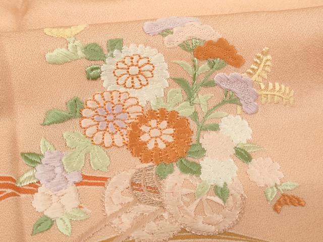 平和屋着物■訪問着 刺繍 花車文 正絹 逸品 AABF2401ja