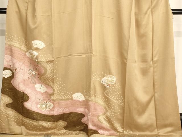 平和屋着物■訪問着 絞り 刺繍 花籠文 金糸 西武百貨店扱い 正絹 逸品 AABF2419ja