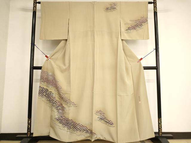 平和屋着物■訪問着 作家物 延命長寿 松 暈し染め 金銀彩 正絹 逸品 AABF2421ja