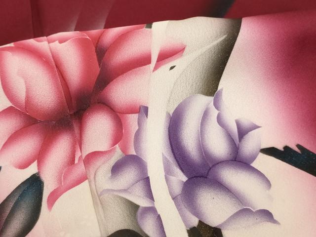 平和屋着物■訪問着 孔雀花文 暈し染め 金彩 正絹 逸品 AABF2425ja
