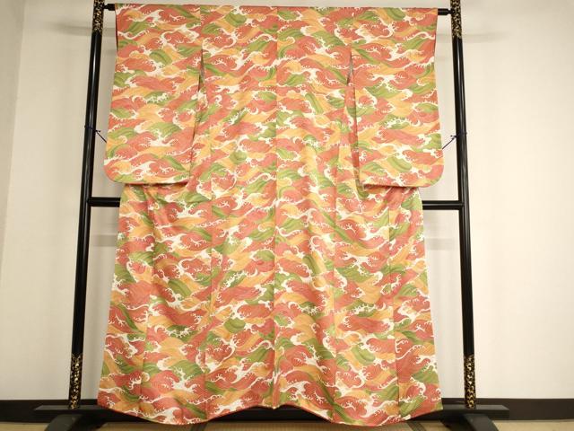 平和屋着物■上質な小紋 立波文 正絹 逸品 AABF2431ja