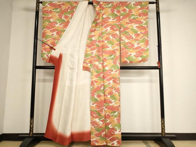 平和屋着物■上質な小紋 立波文 正絹 逸品 AABF2431ja