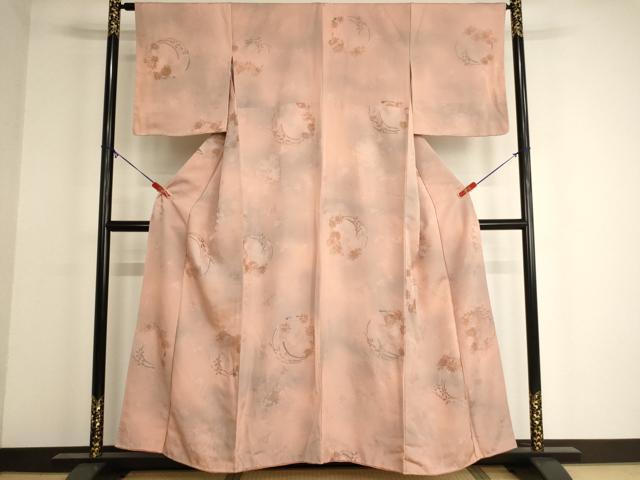 平和屋着物■上質な小紋 地紋起こし 花丸文 暈し染め 正絹 逸品 AABF2433ja
