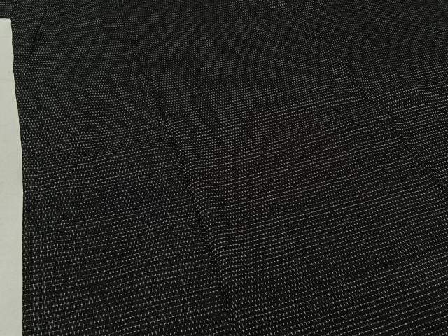 平和屋着物▽上質な紬 単衣 蚊絣 黒地 正絹 逸品 AABF2523jh