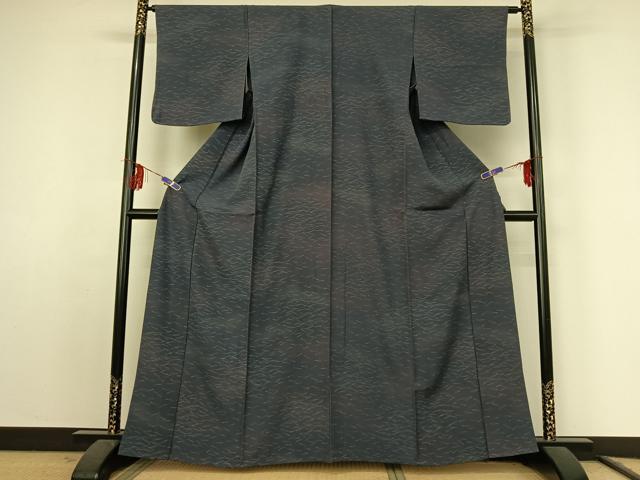 平和屋着物▽上質な小紋 単衣 敷松葉文 金彩 正絹 逸品 AABF2530jh