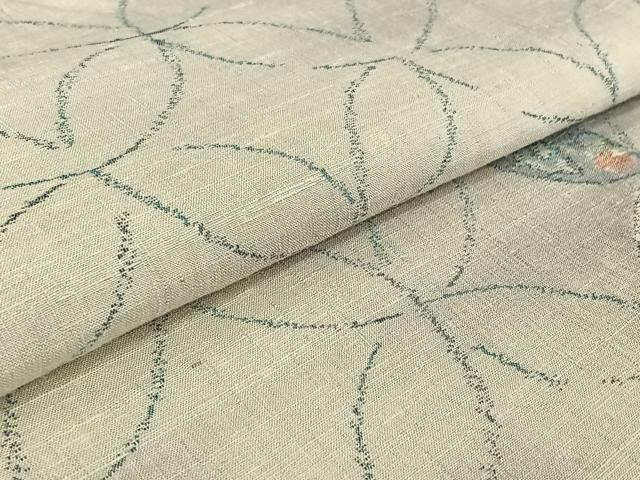 平和屋着物▽上質な紬 単衣 七宝花文 正絹 逸品 AABF2532jh