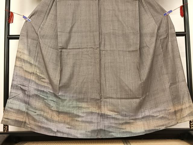 平和屋着物▽訪問着 単衣 紬地 霞文 暈し染め やまと誂製 正絹 逸品 AABF2534jh