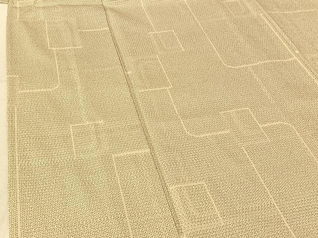 平和屋着物▽本塩沢 単衣 110亀甲 幾何学文様 正絹 逸品 AABF2536jh