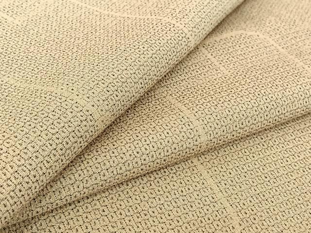 平和屋着物▽本塩沢 単衣 110亀甲 幾何学文様 正絹 逸品 AABF2536jh