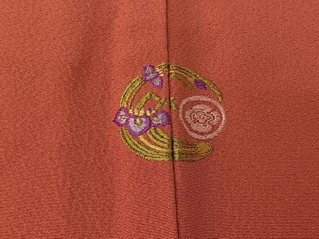 平和屋着物▽上質な色無地 単衣 赤紅色 正絹 逸品 AABF2537jh