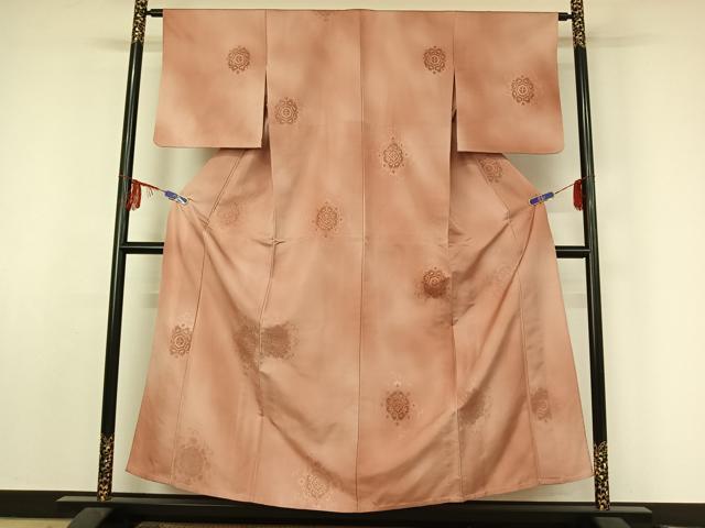 平和屋着物▽上質な紬 単衣 刺繍 蜀江花文 暈し染め 正絹 逸品 AABF2549jh