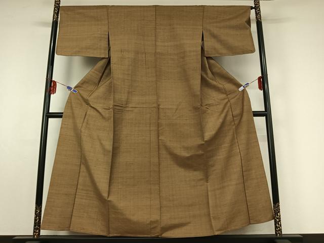 平和屋着物▽上質な紬 単衣 縞 正絹 逸品 AABF2550jh