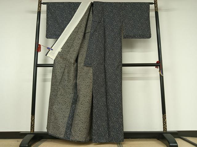 平和屋着物▽紬 単衣 草花文 AABF2554jh