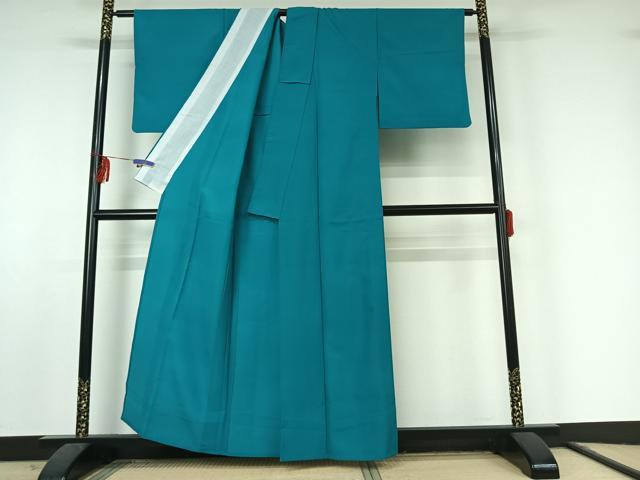 平和屋着物▽色無地 単衣 納戸色 洗える着物 AABF2555jh