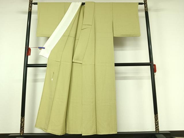平和屋着物▽上質な色無地 単衣 裏葉柳色 正絹 逸品 AABF2558jh