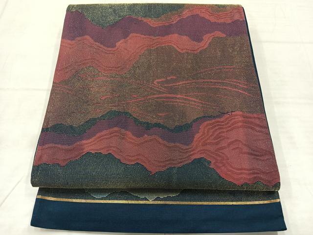 平和屋着物◎六通柄袋帯 道長文 金糸 正絹 逸品 AABF2584uk